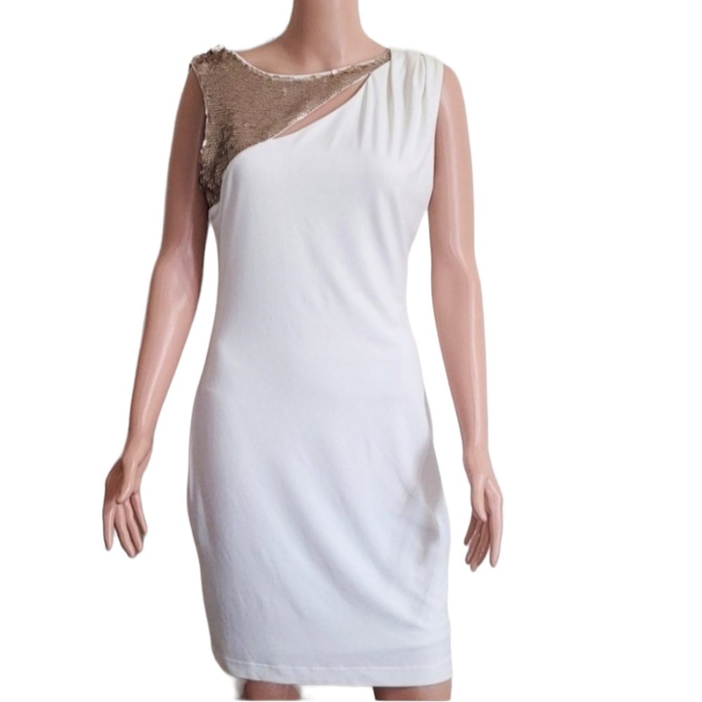 Jennifer Lopez Dress with sequins Ivory/Gold Cocktail/Party Size S Small